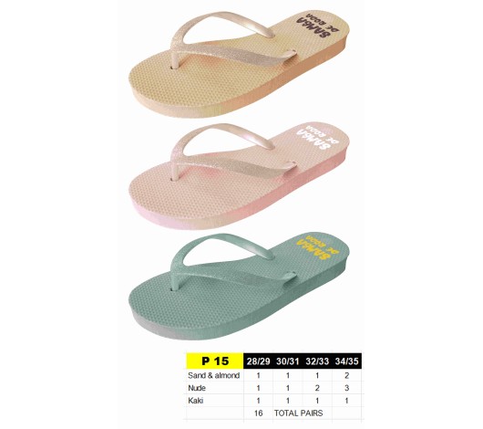 P15 - Tongs Filles Paillettes - du 28 au 35 - 3 couleurs - 16 paires